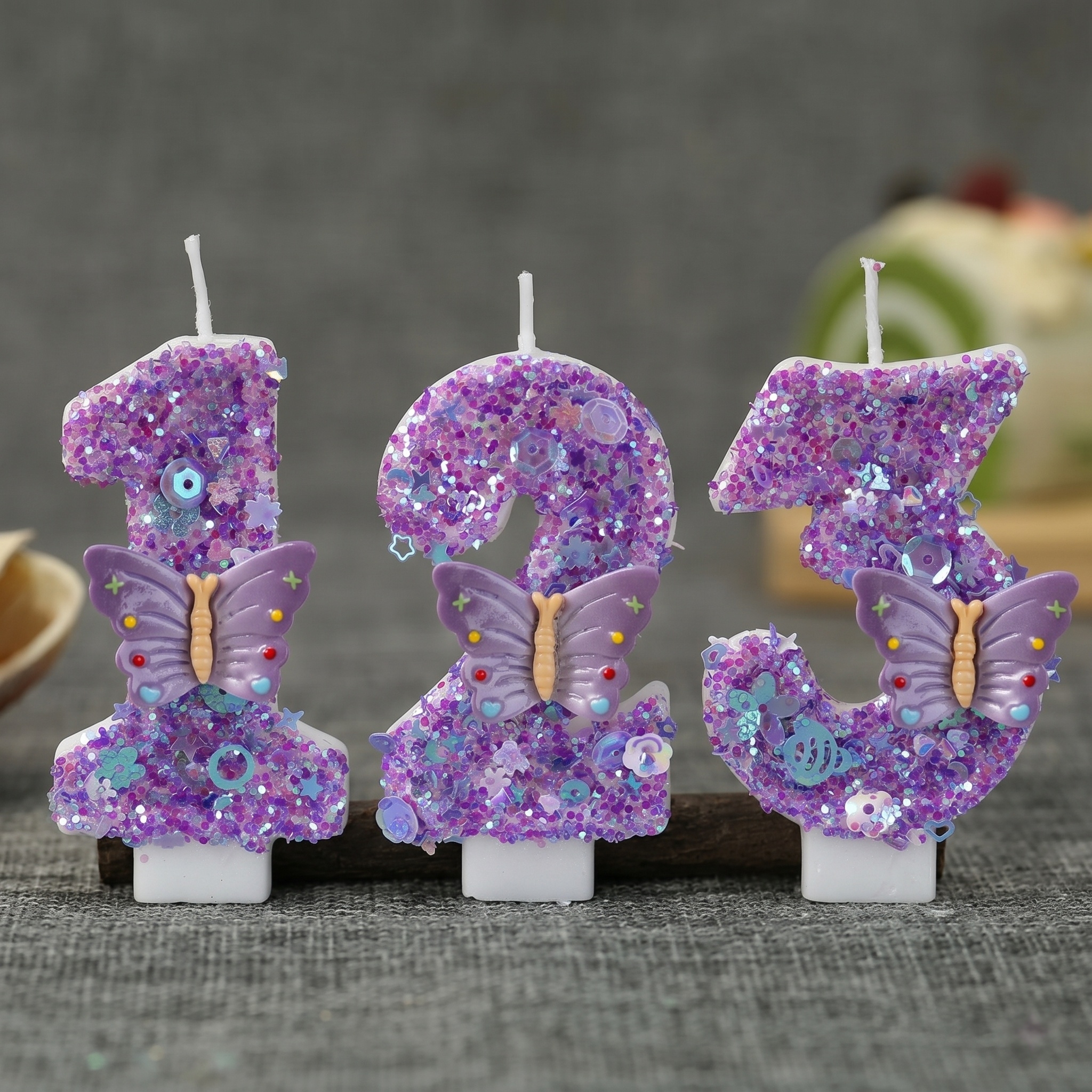 Candle Supplies Luxury - Mor Kelebek 0-9 Numaralı Doğum Günü