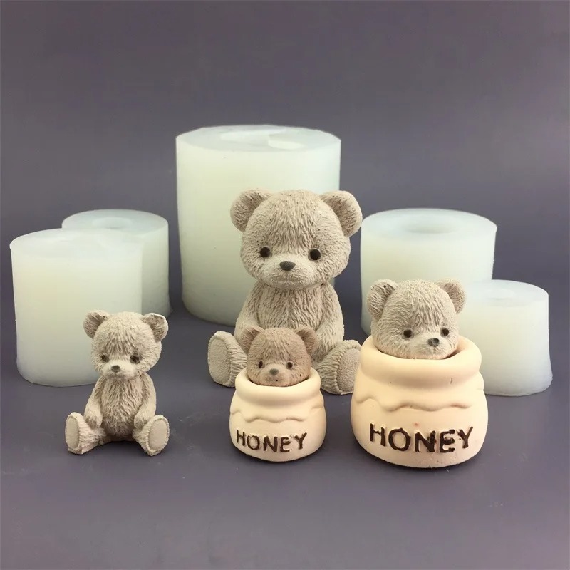 Candle Supplies Jars - Sevimli Ayı Bal Kavanozu Silikon Mum