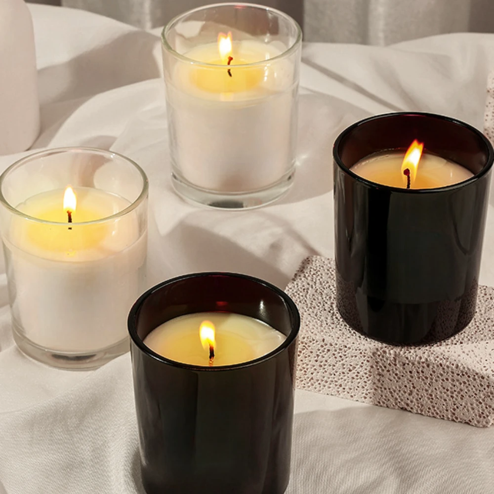 Candle Supplies Luxury - Lüks Cam Mum Kavanoz Siyah Beyaz